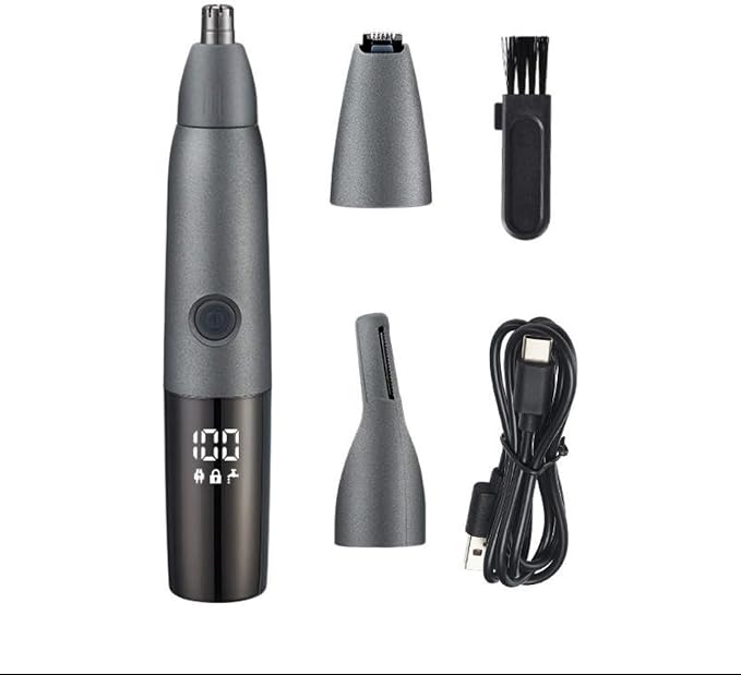Nose Trimmer for Men and Women Painless Ear Nose Facial Eyebrow Hair Trimmer for Women Electric Ear and Nose Trimmer Dual Edge LED 3 in 1 Easy Clean IPX7 Waterproof