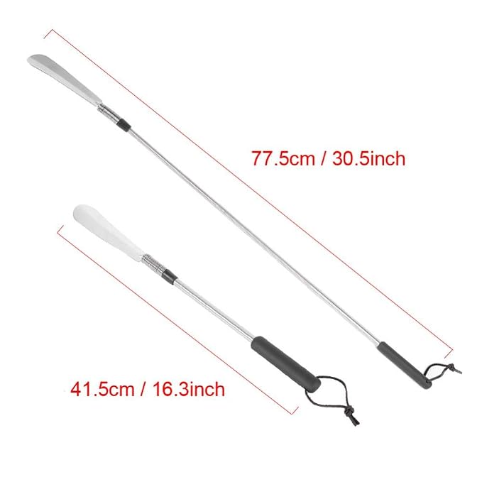 Shoe Horn Long Handle,Aid shoehorn Telescopic Spring Shoe Horn Shoe Accessory Stainless Steel Shoe Lifter for Elderly People,Pregnant woman and Move Inconvenient person