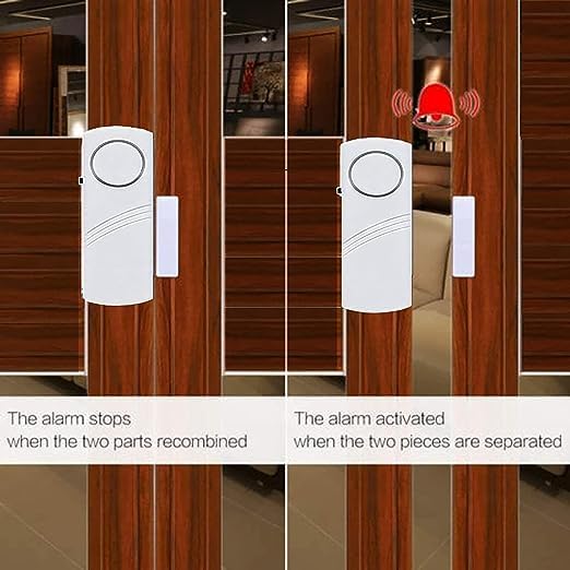 4 Pack Door Window Alarm, Magnetic Burglar Alert Sensor, Loud Door Alarms for Kids Safety, DIY for Home Security, Office Protection,Shopping Store AAA Battery