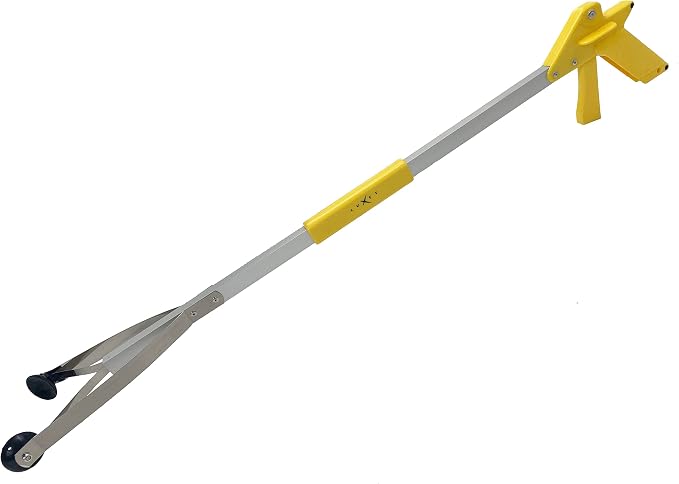 Grabber Tool 32" Suction Cup Grip Heavy Duty Aluminum Claw, Lightweight Foldable Reacher Grabber Pickup Tool, Gripper Grabbers for Elderly Grab it Reaching Tool Trash Picker Grabber, Yellow, By Luxet