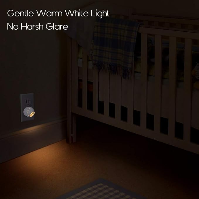 Emotionlite Plug-in LED Night Light Dusk to Dawn Sensor Warm White 6 Pack | 360° Rotatable warm white night light for bedroom, hallway, bathroom, kitchen & stairways