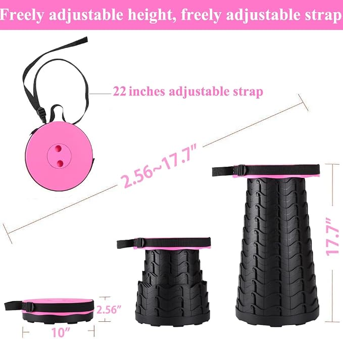 Fishboy Upgraded Collapsible Stool, 400lbs Max Weight, Lightweight But Sturdy, Portable Retractable Folding Telescoping Foldable Camping Stool for Adults Outdoor Fishing Hiking BBQ