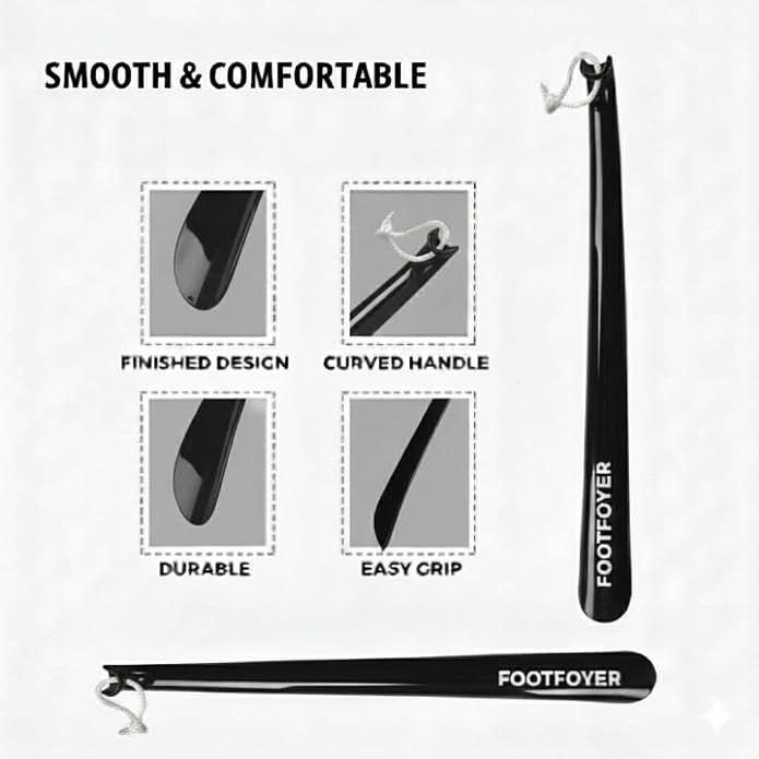 Long shoehorn that is comfortable to wear and has a handle is ideal for both men and women