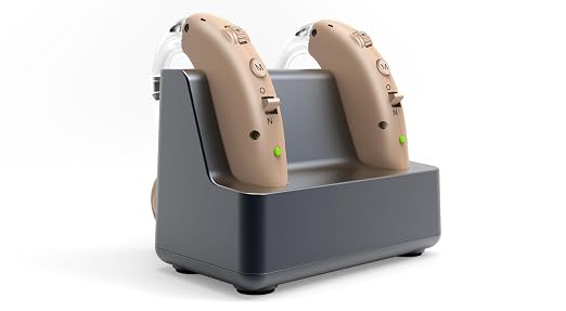 Rechargeable Hearing Aid for Seniors Digital Hearing Amplifier, Noise Cancelling with Magnetic Charging Base,Behind The Ear,BTE,TV,2-Pack