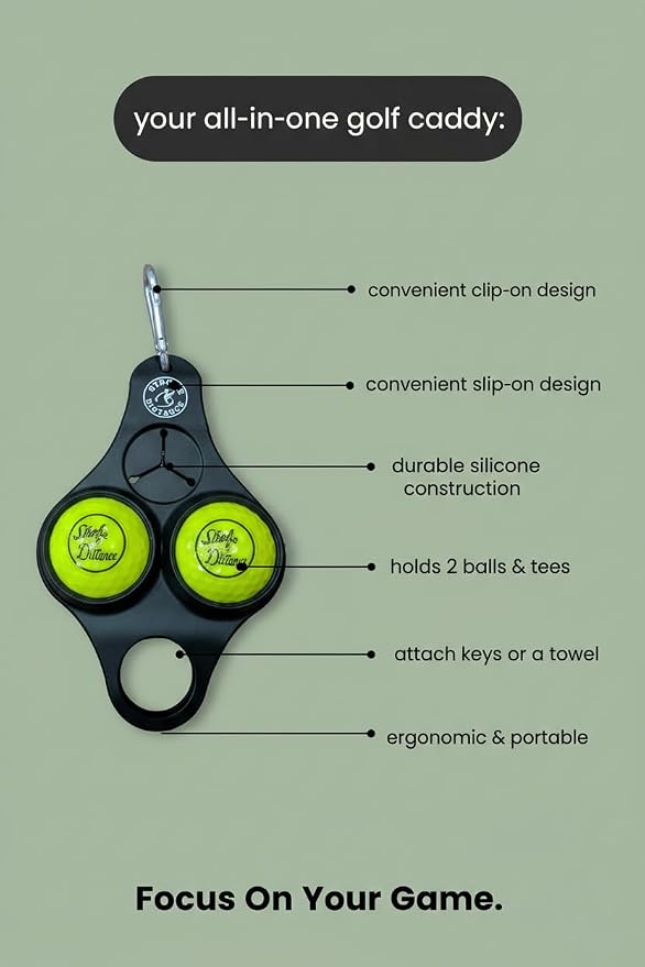 Stroke & Distance Silicone Golf Ball Holder – Golf Ball Caddie, Clip‑On Golf Bag Accessory for Balls, Tees, Keys & Towels, Durable Multi‑Use Organizer