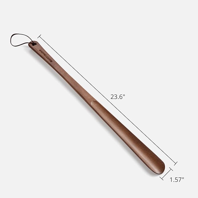 Wooden Shoe horn Long Handle for Seniors -23.6in Long handled ShoeHorn