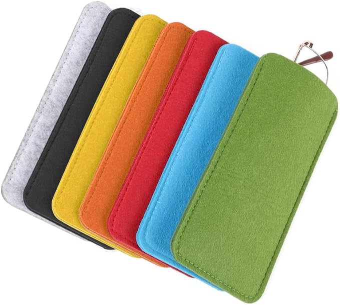 7 Pcs Soft Felt Slip In Eyeglass Cases Portable Travel Glasses Pouch for Men Women