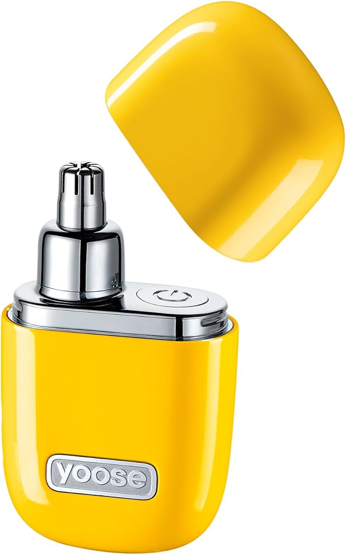 yoose Nose Hair Trimmer, Alloy Nose Trimmer for Men and Women, Yellow | IPX7 Waterproof, USB-C Rechargeable, Travle Size Nose Trimmers, Dual-Edge Blade, Painless Trimming, Long-Lasing, Low Noise