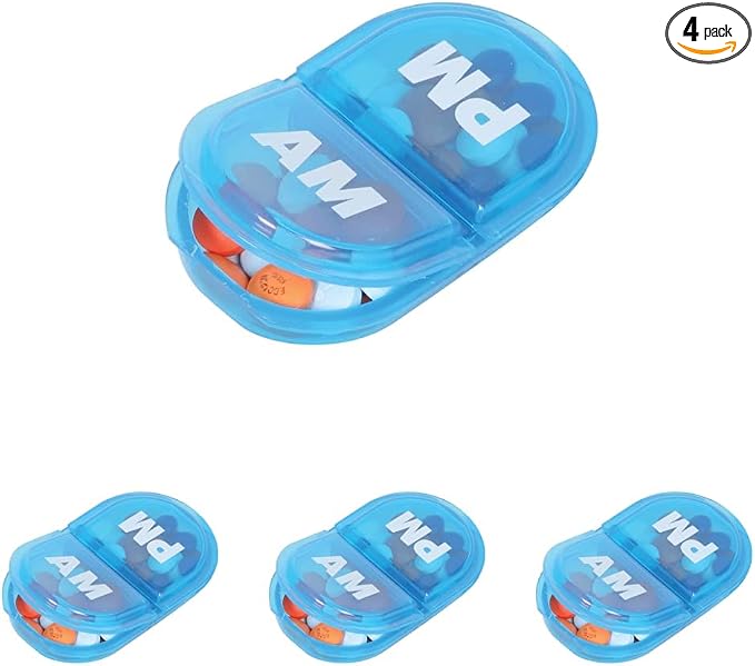 EZY DOSE Daily AMPM Pill Reminder, Colors Vary, 1 Count (Pack of 4)