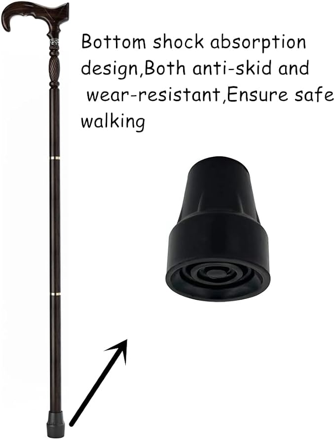 URFORESTIC Handmade Wooden Walking Cane,Solid Wooden Cane for Men and Women, Ergonomic Walking Stick for Senior, Elderly,36 Inch Height(Dark Brown)
