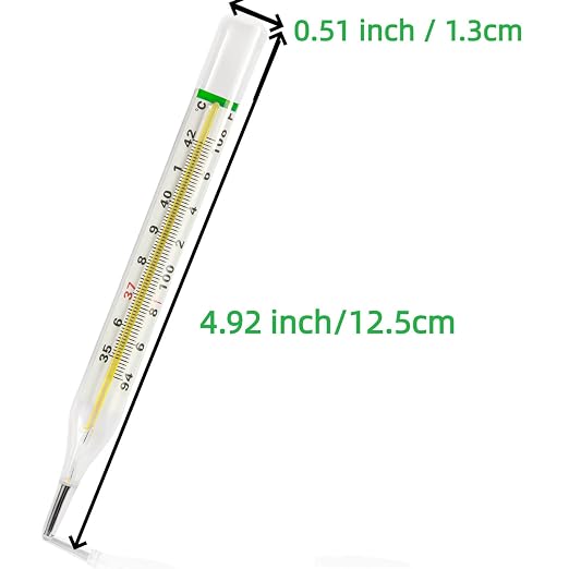 ℃&℉ Mercury Free Thermometer for Armpit 2PCS - Clinical Glass Temperature Test for Fever -Classic Non Digital Thermometer for Adults - Accurate Easy Reading by HARIKA LIFE