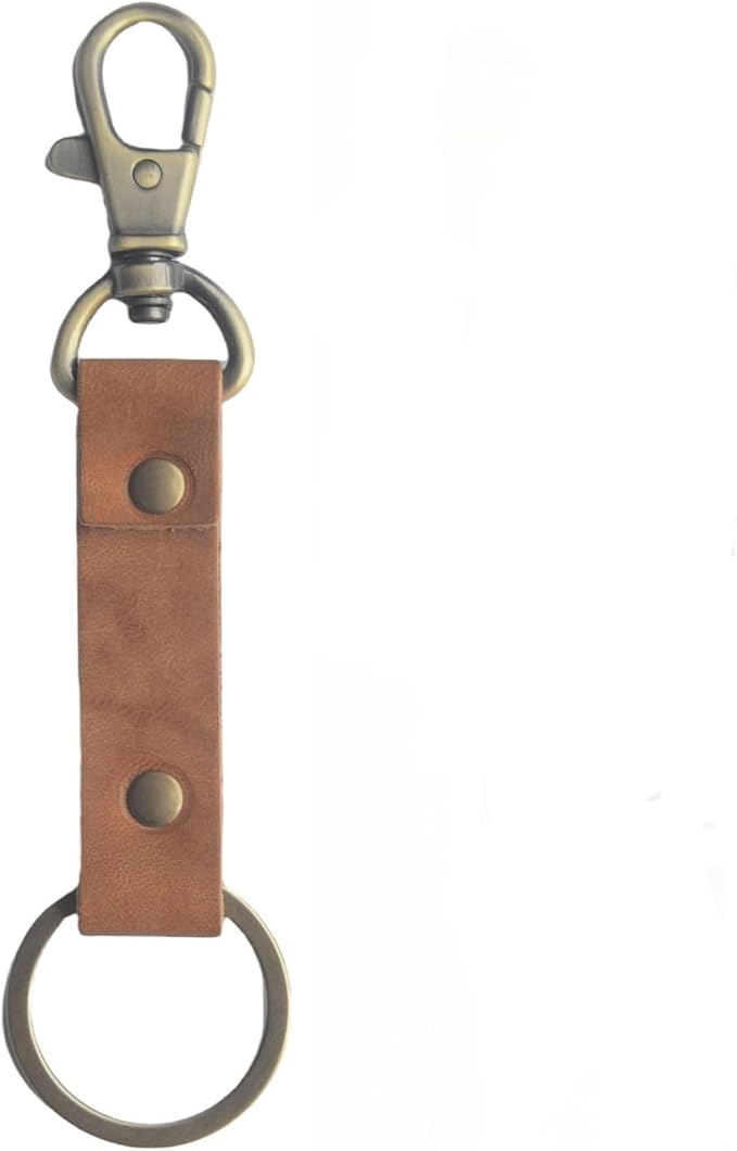 Genuine Leather Keychain Walnut Leather Key Holder Mens Belt Key Chain Ring Fob