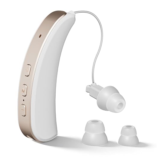 Hearing Aid for Seniors Adults, Rechargeable and Comfortable hearing aid, Clear Sound, 8-Channels Digital Receiver-in-Canal (RIC) Hearing Amplifier Device with Noise Cancelling, 45dB Peak Gain, Single Ear Use(Suit for Left Ear)