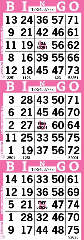 Bingo Paper Sheets – 3 Faces, 12" x 4" – Pack of 500 Disposable Bingo Cards – Recyclable Dauber Paper for Seniors, Adults & Community Events (Pink)