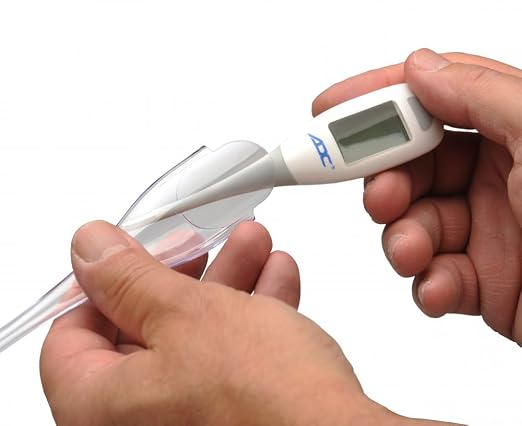 ADC Adtemp 418N Fast-Read Digital Thermometer with Color-Coded Backlight | Our most feature-rich digital stick thermometer with large, color-coded backlit display and flexible tip for patient safety.