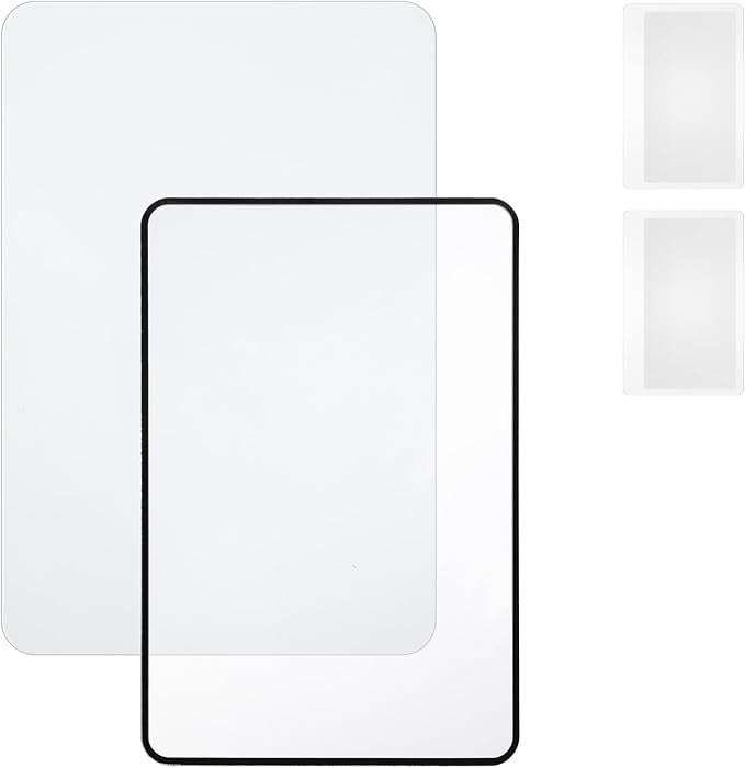 4 Pcs Page Magnifying Sheet 3X Clear Lightweight Magnifier Flat Plastic Optical Fresnel Lens Handy Card Size Magnifier Bookmark for Seniors Reading Small Prints People with Low Vision (L+M+2S)