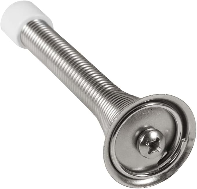 KISEER 12 Pack Spring Door Stops 3 1/4 Inch Flexible Heavy Duty Spring Door Stopper with RustProof Screw Rubber Bumper Tips (Satin Nickel)