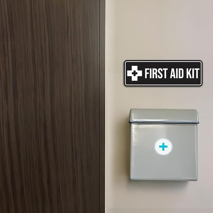 Standard First Aid Kit Sign (Black Gold) - Large (2 Pack)