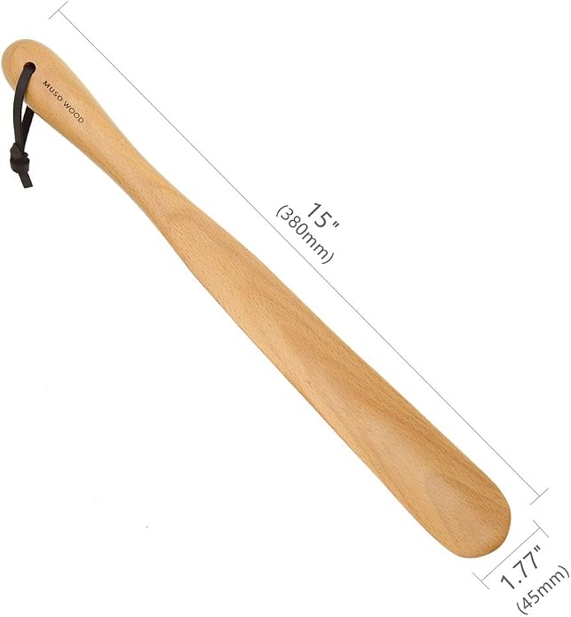 muso wood Shoe Horn Long Handle for Seniors,Wooden Shoehorn for Men, Women, Kids,Pregnancy