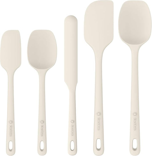 5 Pieces Silicone Spatula Set, Food Grade Rubber Spatula, Upgrade Strong Handle with Ergonomic Grip, Heat Resistant Up to 600°F for Nonstick Cookware, Cooking Candy Series