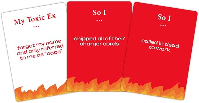 My Toxic Ex Party Game - Turn Heartbreak into Humor with 275 Hilarious Q&A Cards and Dares, Great for Big Groups and Adult Game Night, Ages 17+, 2+ Players, 30 Minute Playtime, Made by Fitz