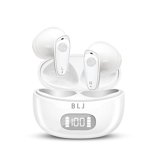 BLJ OTC Hearing Aids for Mild to Moderate Loss, Ergonomic Fit & Instant Use No App, 32-Channel DSP Noise-Cancelling & Feedback Suppression, Home/Office/Daily Use, Digital Display Case (White)