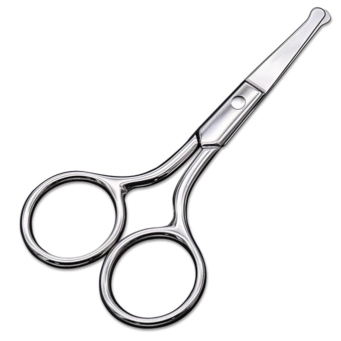 AsonTao Small Scissors With Round Tip Design - Professional Grooming for Hair, Eyelashes, Nose, Eyebrow Trimming, Mustache - Will Not Hurt the Nasal Cavity