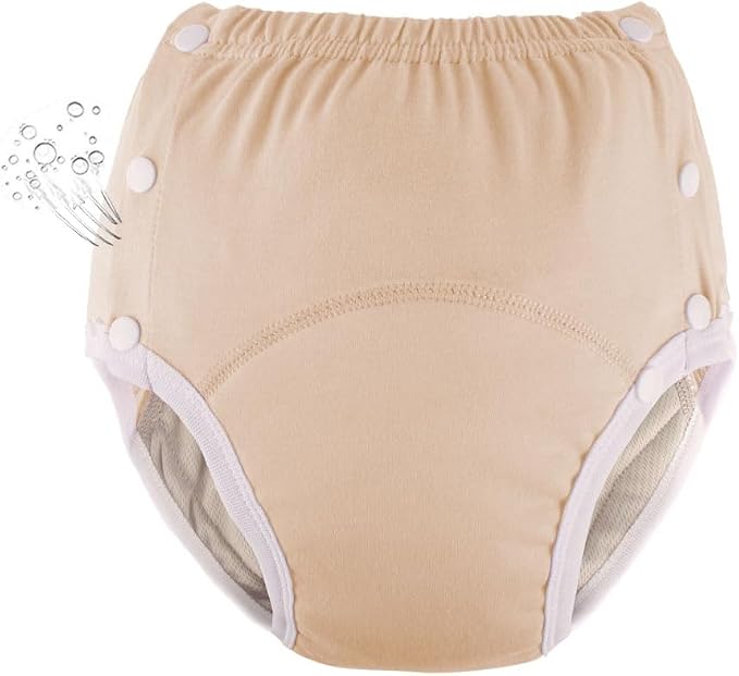 WEEOATAR Unisex Adult Cloth Diaper,Incontinence Cloth Diaper,Swim Nappie,Reusable,Washable and Adjustable with Snaps,Underwear for Seniors,Disability,Postpartum Waist: 22.0-35.4in(Orange,XL)