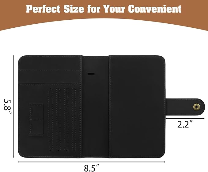 Jack&Chris Genuine Leather Handmade Passport Holder For Travel, RFID Blocking Passport Holder with Card Slots, Travel Essentials wallet with Pen Holder for Women and Men for Gifting, Black
