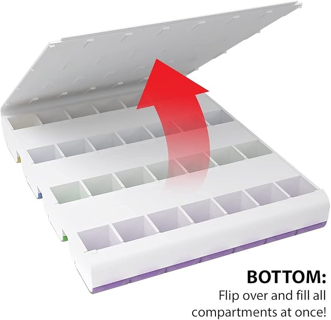 EZY DOSE Weekly (7-Day) Pill Case, Medicine Planner, Vitamin Organizer Box, 4 Times a Day, Large Compartments, Easy Fill All Compartments at Once Organizer, Multi-Colored, BPA Free | Pill Case, Medicine Planner, Vitamin Organizer Box, 4 Times a Day, Ea...