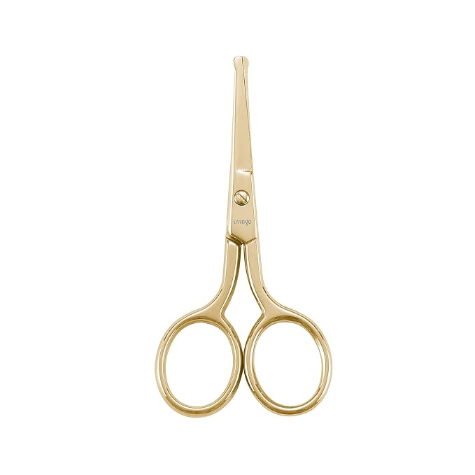 LIVINGO Professional Nose Hair Scissors Rounded Tip Stainless Steel | Straight Blade Design, Precision Grooming Tool, Beard Ear Facial Hair Trimming for Men Women