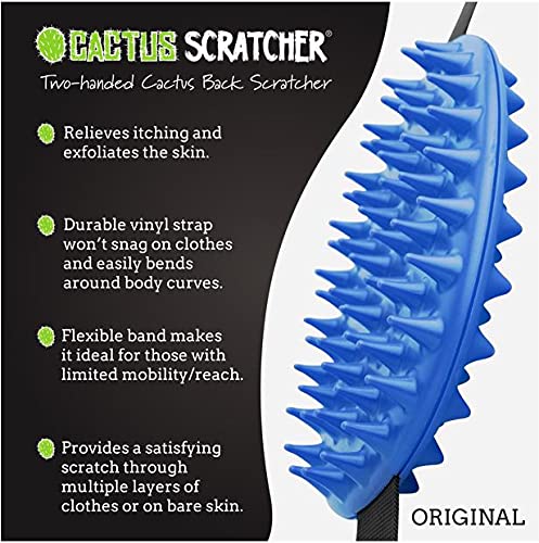 Original Back Scratcher - 2-Sided Back Scratching Tool for Hard-to-Reach Area, Durable 45" Strap with Ball Handles for Towel Like Operation, Universal Gifts for Men and Women, Blue