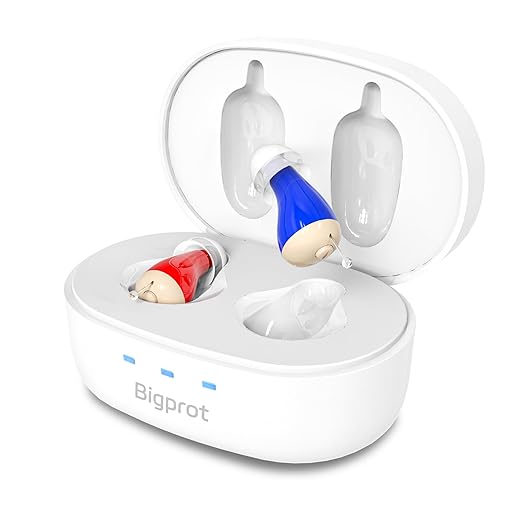 OTC Hearing Aids for Seniors, Nearly Invisible Rechargeable Hearing Aids, 100+ Hours of Charging Case Usage, Super-Mini Invisible Design, Comfort Fit in Ear Canal, AI Noise Cancellation and Clear Sound, Suitable for Various Daily Scenarios