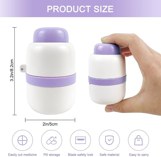 Pill Cutter Splitter for Small and Tiny Pills with Stainless Steel Blade for Cutting Small or Large Pills in Half or Quarter Suitable for Cuting Vitamins, Tablets