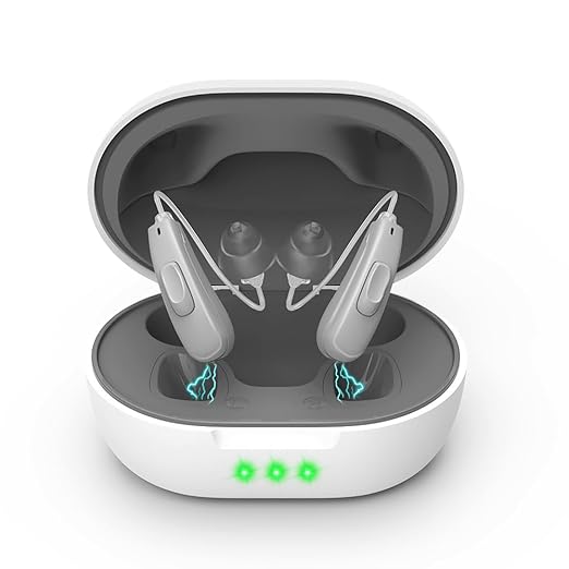 Not Amplifiers True Professional Hearing Aids for Seniors with Hearing Loss - 16-Channel DSP Noise Cancellation, OTC Rechargeable BTE Hearing Aids with Charging Case