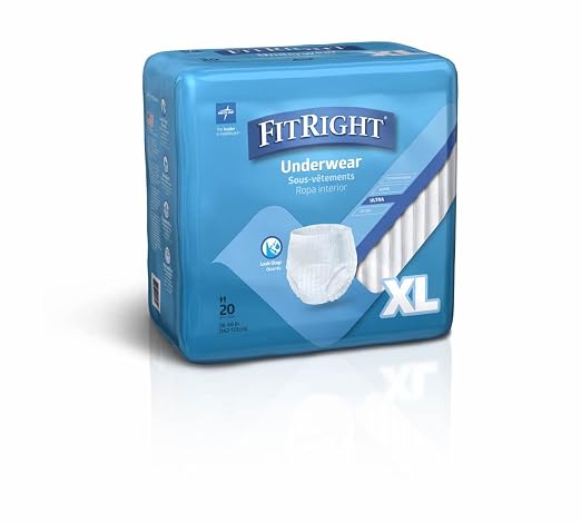 FitRight Ultra Protective Incontinence Underwear, Heavy Absorbency, XL, 56 to 68", 20 Count