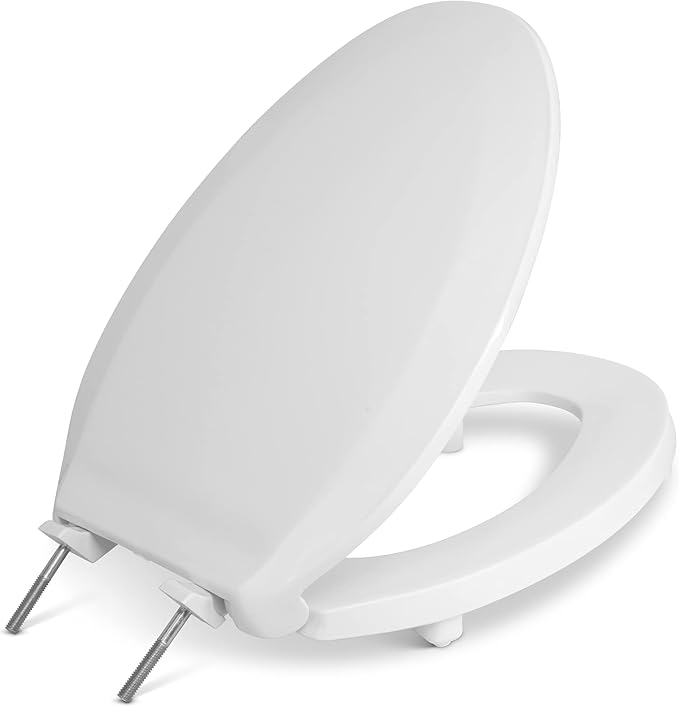 Centoco 2 inch Raised Toilet Seat for Seniors, Elongated, USA, White | Closed Front, Cover, Plastic, Made in the USA, HL800STS-001