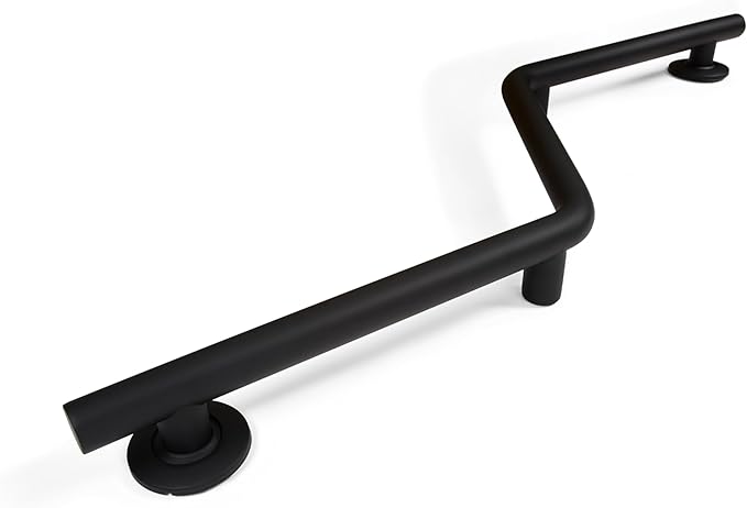 Bathroom Grab Bar, 38 inch Stainless Steel, Left Handed Zuma Bar, 1.25 inch Diameter, Handicap Grab Bar, Safety Rail, Matte Black