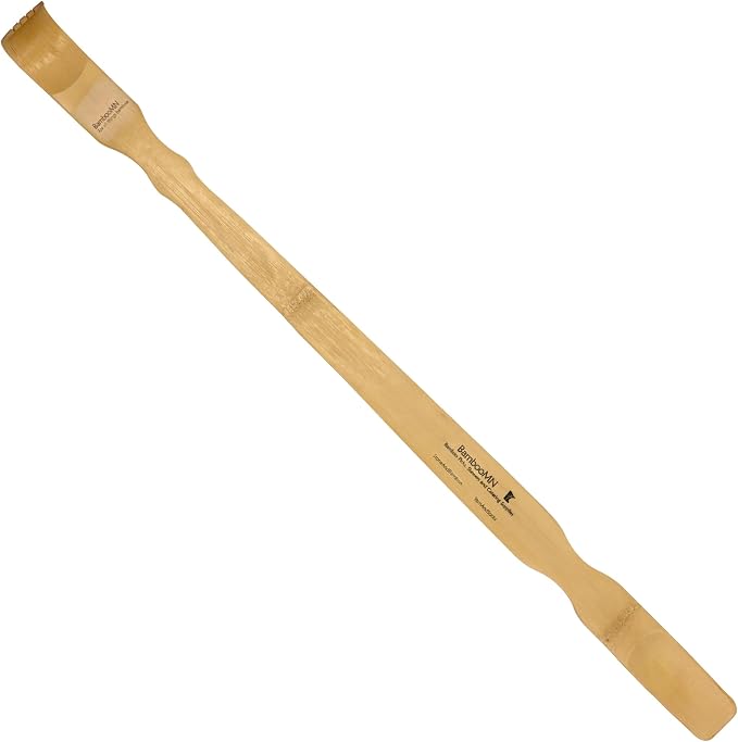 BambooMN 25 Inch Bamboo Wooden Back Scratchers Shoe Horn for Itchy Stress Relief, 100 Units