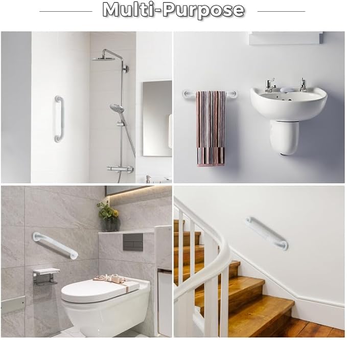 Grab Bars for Shower, 2 Pack 24-Inch Anti Slip Shower Handles for Elderly, Safety Shower Grab Bar, Stainless Steel Handicap Grab Bars for Bathroom (White 1" Diameter)