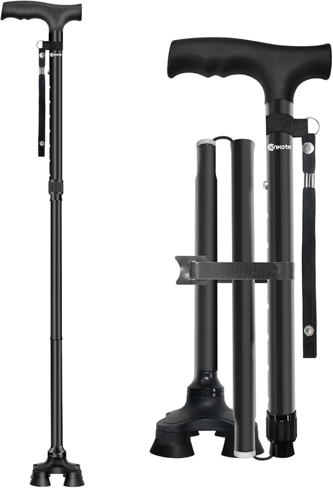 Conkote Walking Cane for Men & Women - Foldable, Adjustable, Collapsible, Free Standing Cane, Pivot Tip, Heavy Duty | Walking Sticks, Folding Canes for Seniors & Adults