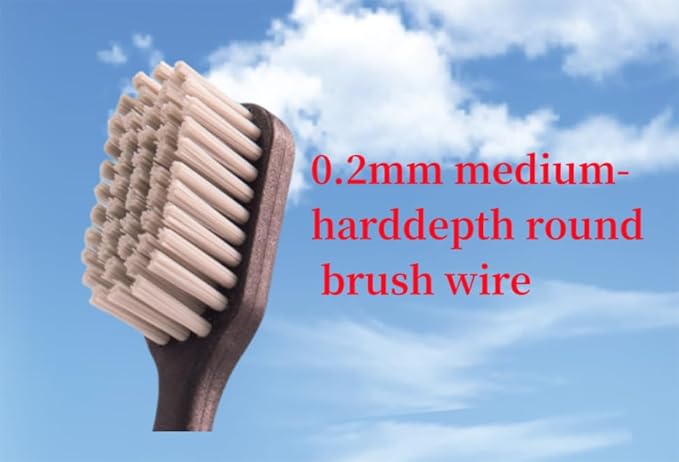Adult Manual Hard-bristled Toothbrush with Cover, Wide Head Medium Size,for Cleaning Smoke Stain, Tartar, Coffee Stain, Tea Stain.【Hard Bristle Brown toothbrushes, 5 Count (Pack of 1)】