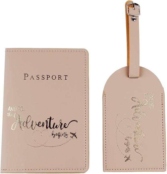 Belsmi Passport and Luggage Tags Set Travel Suitcase Tag (Khaki)