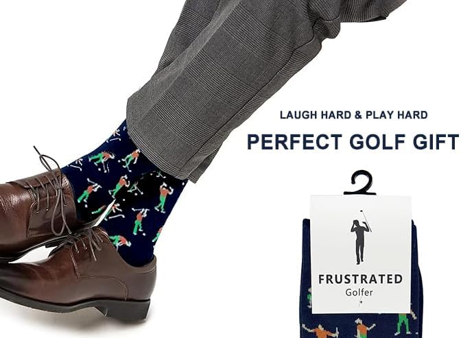 KIOMY Sock with Frustrated Golfer Design, Funny Golf Socks for Men, 1 Pair per Pack - Size 8-13