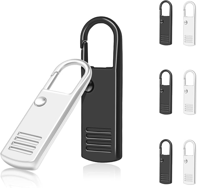 CooBigo 8 Pack Metal Zipper Pulls, Detachable Zipper Slider Replacement for Luggage Backpack, Black + Silver