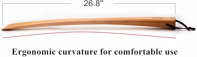 Bamber Wooden Shoe Horn Wood Shoehorn with Handle for Seniors Women Men Kids, 27'' Long, Beech Wood