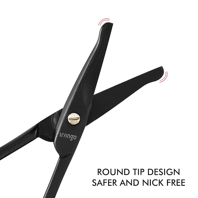 LIVINGO 3.75" Premium Nose Hair Scissors, Curved Safety Blades with Rounded Tip for Trimming Small Details Facial Hair, Ear Hair, Eyebrow (Black)