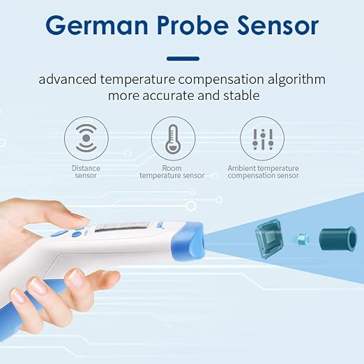 Berrcom Non-Contact Infrared Forehead Thermometer for Adults and Kids | 3-in-1 digital LCD display, fever alert, contactless reader, fast & accurate, for home use