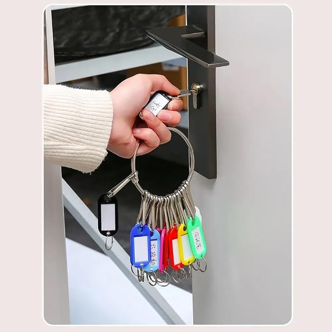 Portable Key Organizer with Key Tags Set 30 Colored Key Labels with Janitor Key Ring Hoop Key Chain Frequency Management Multiple Keys Holder for Unit Property Manager Office Cabinet Keys