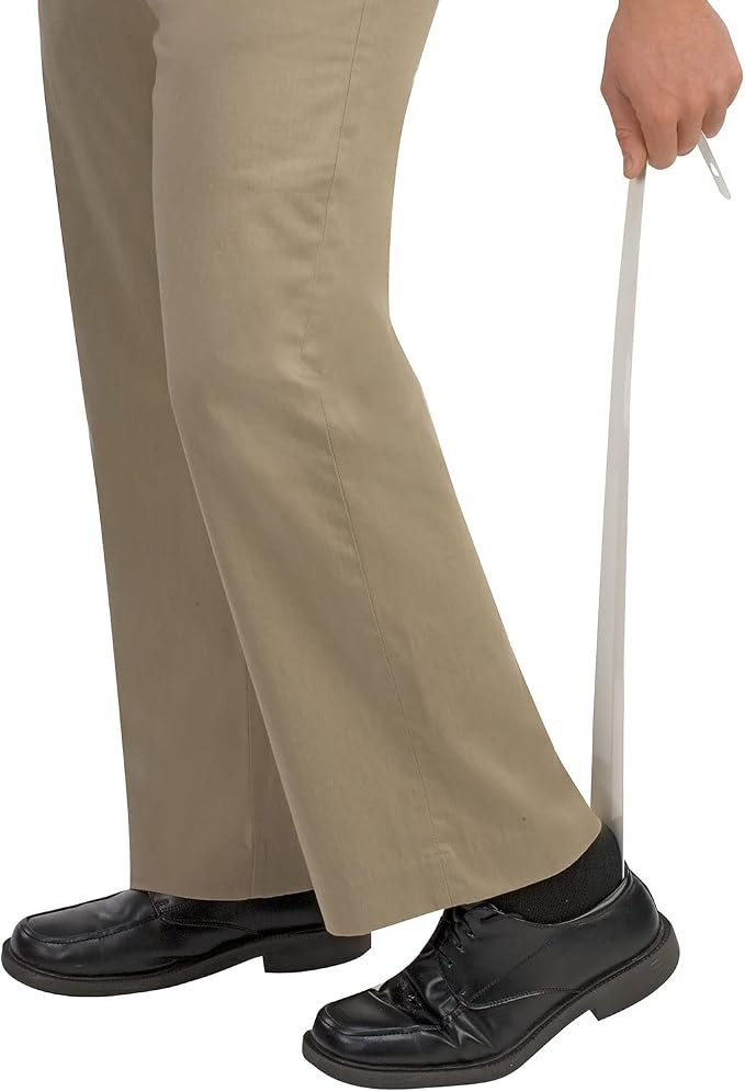 DMI Extra Long Handled Steel No Bend Shoe Horn, 24 Inches, White